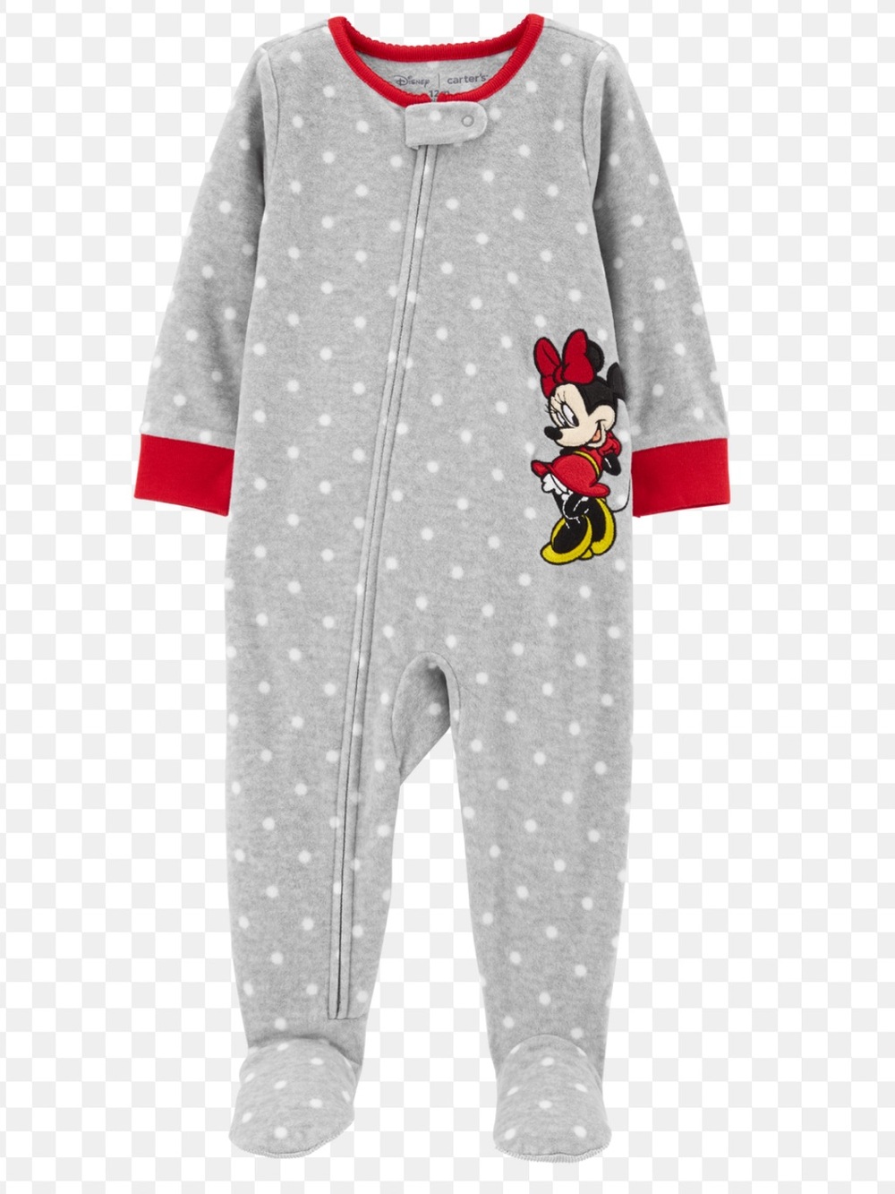 Carter’s Grey Polka Dot Minnie Mouse Fleece Footed PJs
